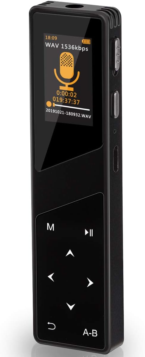Digital Voice Recorder - Aomago 16GB 1536 Kbps Voice Activated Recorder Touch Screen Portable Tape Recorders for Meetings/Lectures/Interviews, Stereo HD -Audio Recording Device Variable Speed Playback
