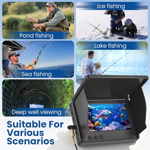 Unterwasserkamera für Angeln, Fishfinder mit 4,3\ IPS-Bildschirm & 30m Kabel, Nachtsicht-Infrarot, Weitwinkel, IP65 wasserdicht, für Eisangeln, See, Fluss, Meer und Boot