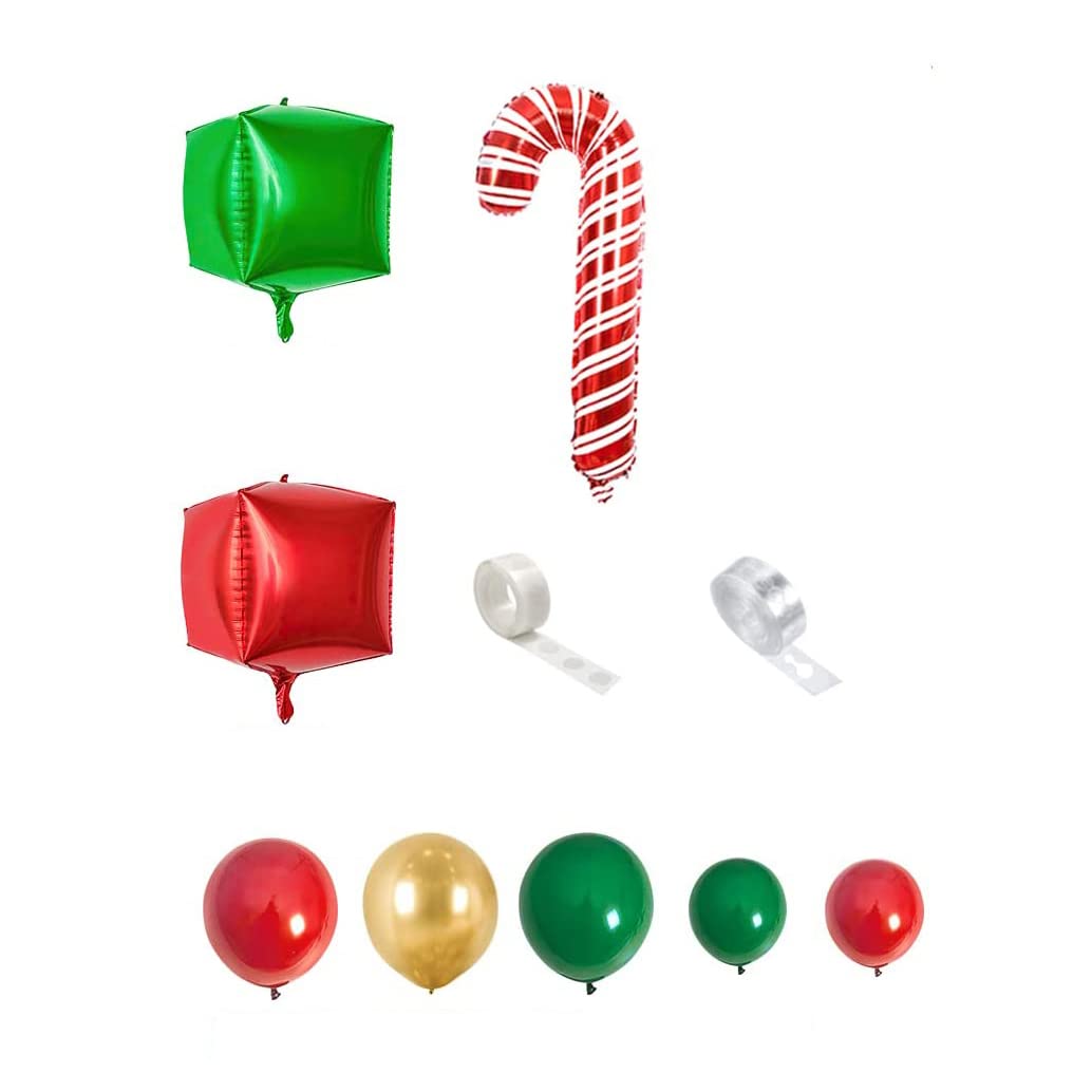CTRLZS Christmas Balloon Arch Green Gold Red Box Candy Balloons Garland Cone Explosion Star Foil Balloons
