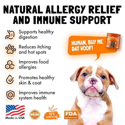 Allergy Relief Chews for Dogs & Immune & Digestive Supplement with Wild Salmon Oil Kelp Colostrum Turmeric Probiotics & Bee Pollen for Seasonal Allergies Anti Itch, Skin Hot Spots 120 Soft Treats - Thumbnail 3