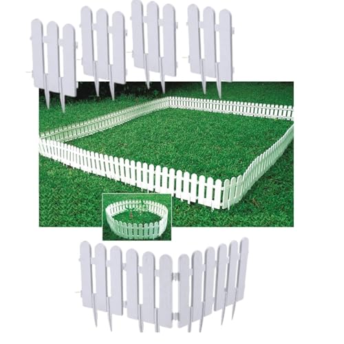Image of Garden Guard | 108cm Length | Durable Garden Partition Boundary Fence | 30cm Tall Picket Fence + 16cm Spikes | White PVC Material | Ideal for Plant Protection & Outdoor Decoration (4 Piece Set)