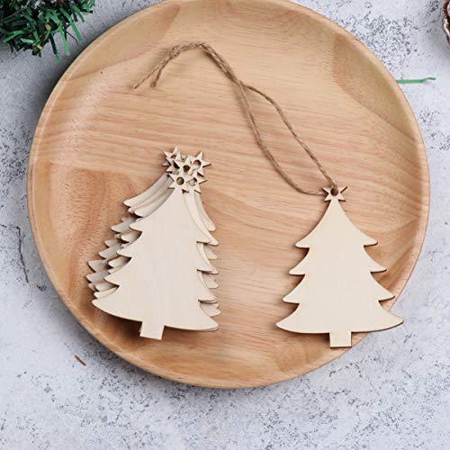 WINOMO 50 peças de ornamentos de Natal de madeira inacabados árvore de Natal recortes de madeira eti