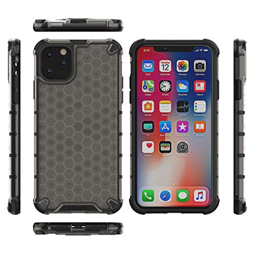 Image of Glasgow Back Case Cover Compatible with Apple iPhone 11 Pro Max (Honeycomb Pattern) - Black