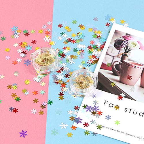 Kissbuty 2 Boxes Snowflakes Nail Art Sequins Christmas Nail Art Decals 3D Christmas Gold Metal Slices Nail Stickers Diy Snowflakes Nail Decals Manicure #TOP6