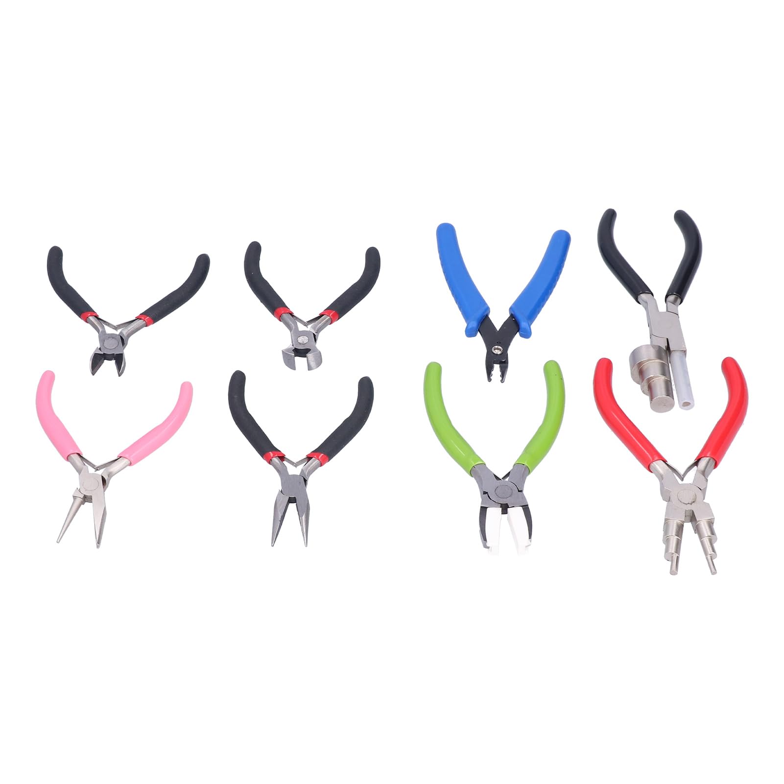 Kit de alicates de joyería profesional, 8 piezas, herramientas de corte de bobinado de engarzado diagonal de punta de aguja de acero con alto contenido de carbono para repar