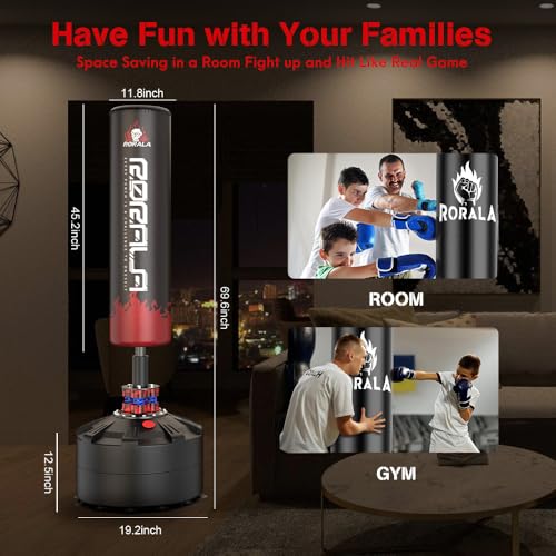 image for RORALA Freestanding Punching Bag with 12OZ Pro Boxing Gloves,Heavy Bag