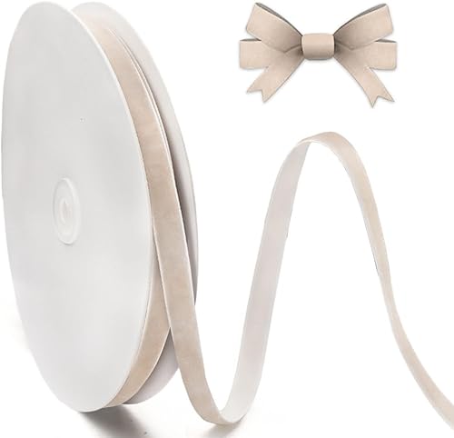 Hying Cintas de Navidad para manualidades, cintas de Navidad de 38 pulgadas de ancho, cinta de terciopelo marrón claro, cintas de manualidades para