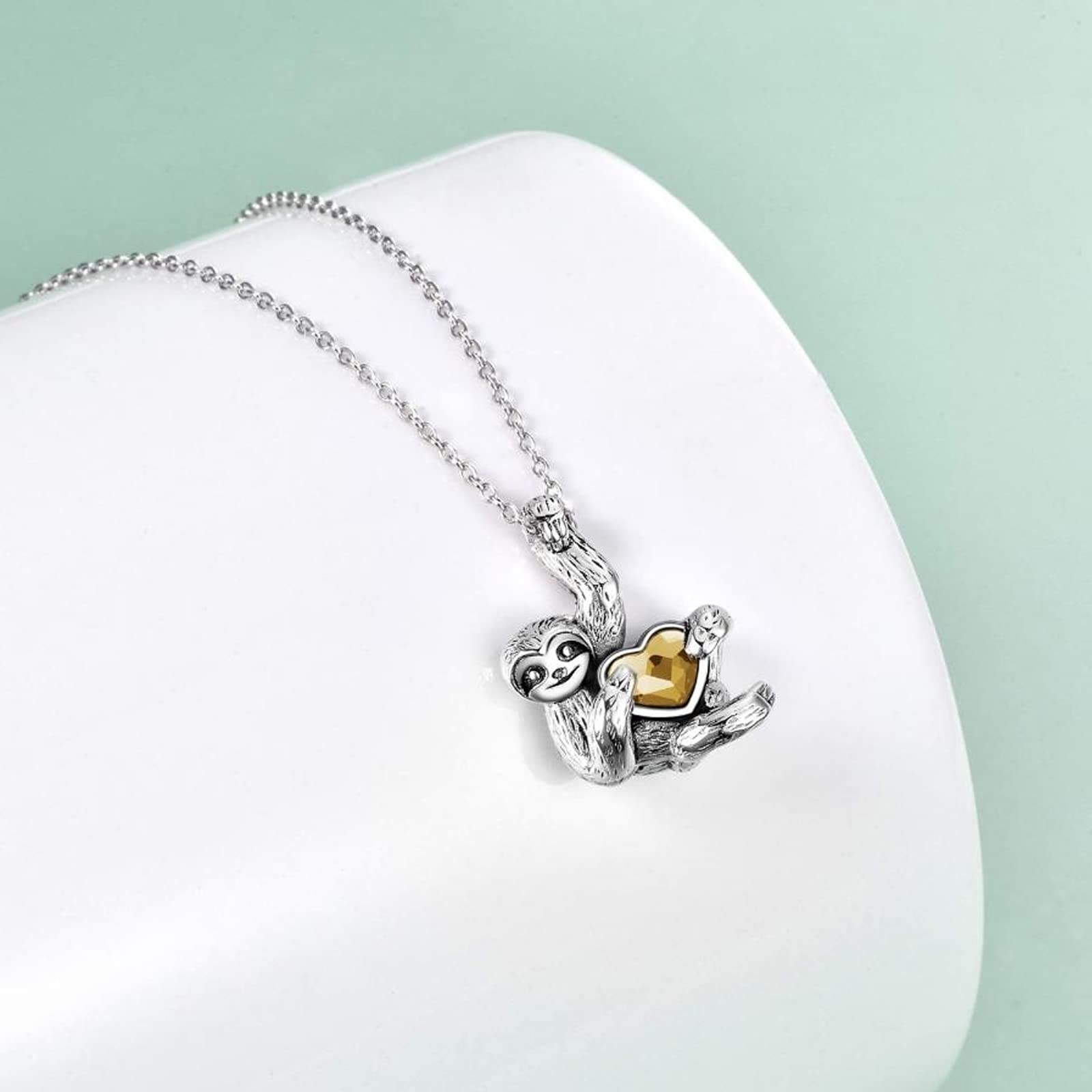 YAFEINI Faultier Geschenke 925 Sterling Silber Faultier Kette Halskette Faultier Schmuck für Damen,Männer