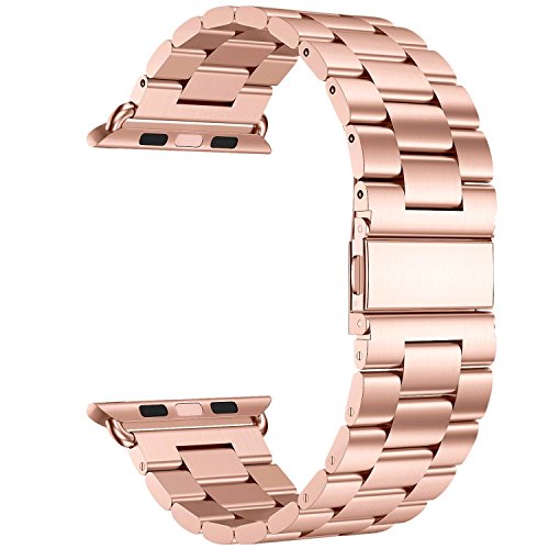 Valuebuybuy Stainless Steel Metal Clasp Buckle Wrist Strap for Apple Watch - Rose Gold/38mm