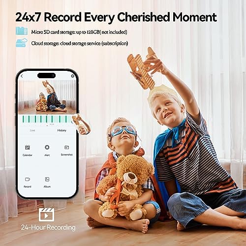 SV3C Indoor Security Camera 2K Pan/Tilt Wireless WiFi Pet Camera Temp & Humidity Cry Noise and Motion Detection, Two Way Audio 2.4G Baby Monitor IR Night Vision Compatible with Alexa