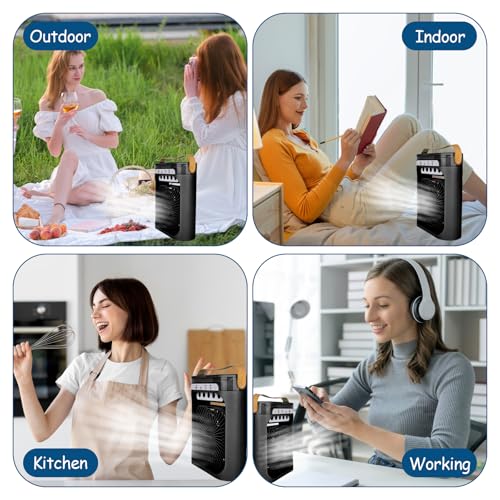 Mobile Klimageräte Luftkühler mit Wasserkühlung, 4- in- 1 Verdunstungskühler Luftbefeuchter Luftreiniger & Ventilator, 3 Geschwindigkeits Mini Tragbarer Luftkühler für Hause, Büro, Reisen- S-7