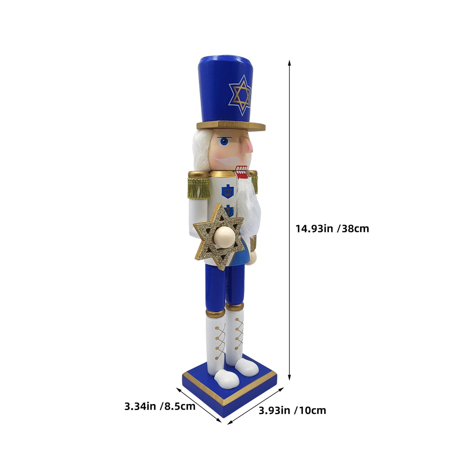 Cascanueces de Hanukkah de Madera de Adorno de Soldado y Estrella de David para Decoración de Mesa Fiesta Judía Figura de Madera