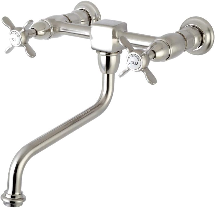 Kingston Brass KS1218BEX Essex Wall Mount 8-Inch Center Vessel Sink Faucet, Brushed Nickel