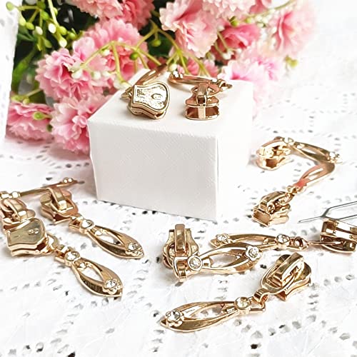 10 Pcs #5 Gold Bling Zipper Slider Zipper Pulls Replacement For Resin Zippers,Zipper Sliders Repair Kit For Luggages Purses Bags Bulk Jacket #TOP3