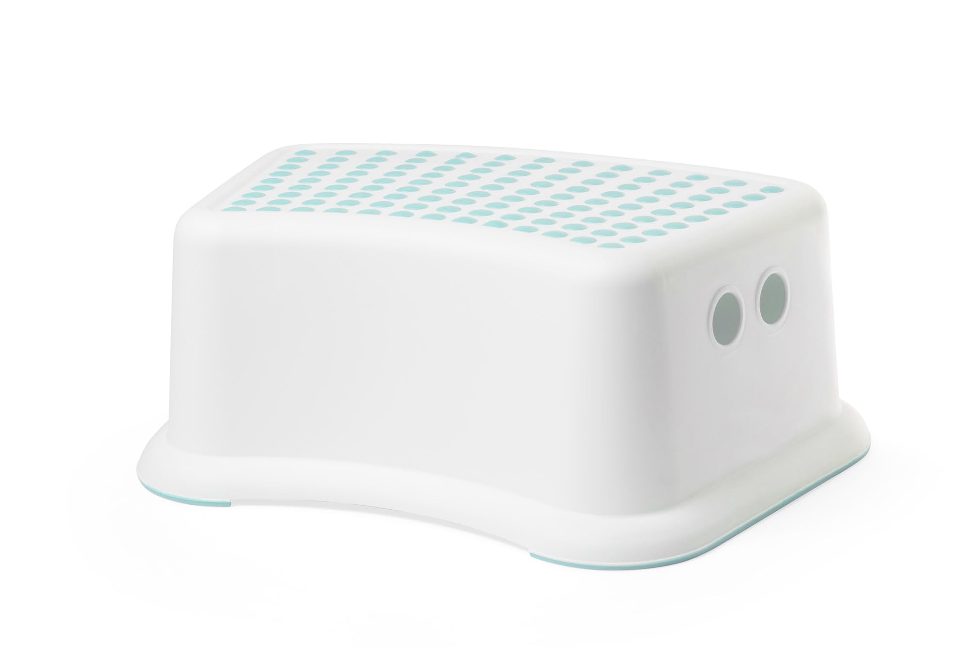 IKEA Kinderhocker FÖRSIKTIG Tritthocker Schemel - 13 cm hoch - weiß/türkis