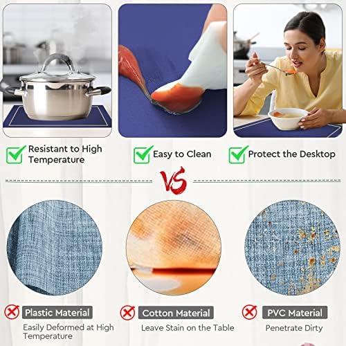 Ocves Placemats and Coasters Sets of 4, PU Leather Table Mats Heat Resistant Washable Waterproof Table Mats 45x30cm and Leather Coasters, Dinner Mats for Kitchen Dining Table Home Restaurant (Blue)