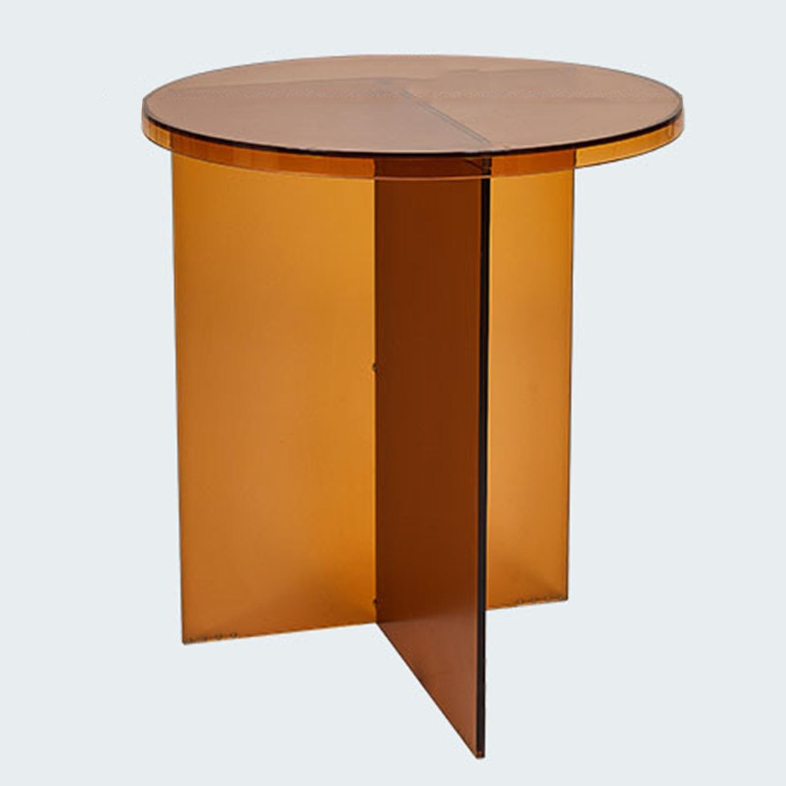 22" Round Acrylic Coffee Table, Translucent Circle Modern Side Table, Simple Design, PC Material, for Living Room, Bedroom(Yellow)