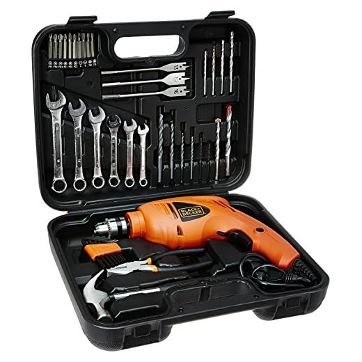 Black+Decker HD455KA 10mm 550 Watt Impact Drill Kit, Engineered Plastic (Orange, 41-Pieces)