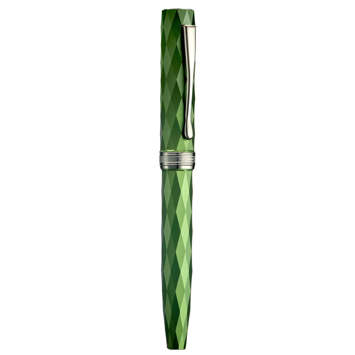 Hongdian N11 Fountain Pen, Titanium-Coated Black Extra Fine Soft Nib, Grass Green & Lozenge Geometric Design with Metal Case Set - Image 2
