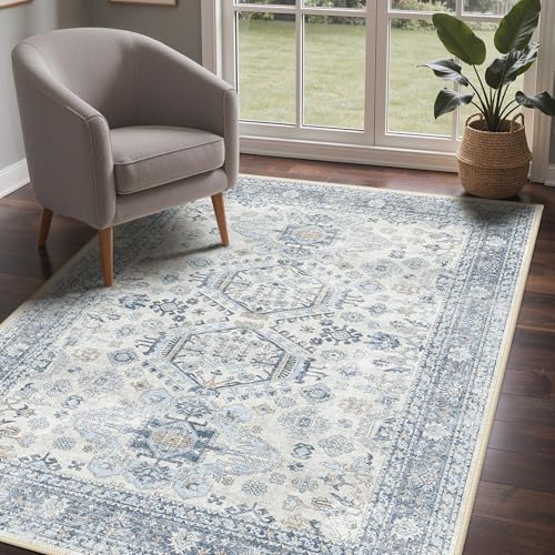 GENIMO Tapis Salon Vintage Style Persan, Moquette Lavable en Machine avec Dessous Antidérapant, Tapis Décoratif pour Chambre, Cuisine, Entrée et Maison,...