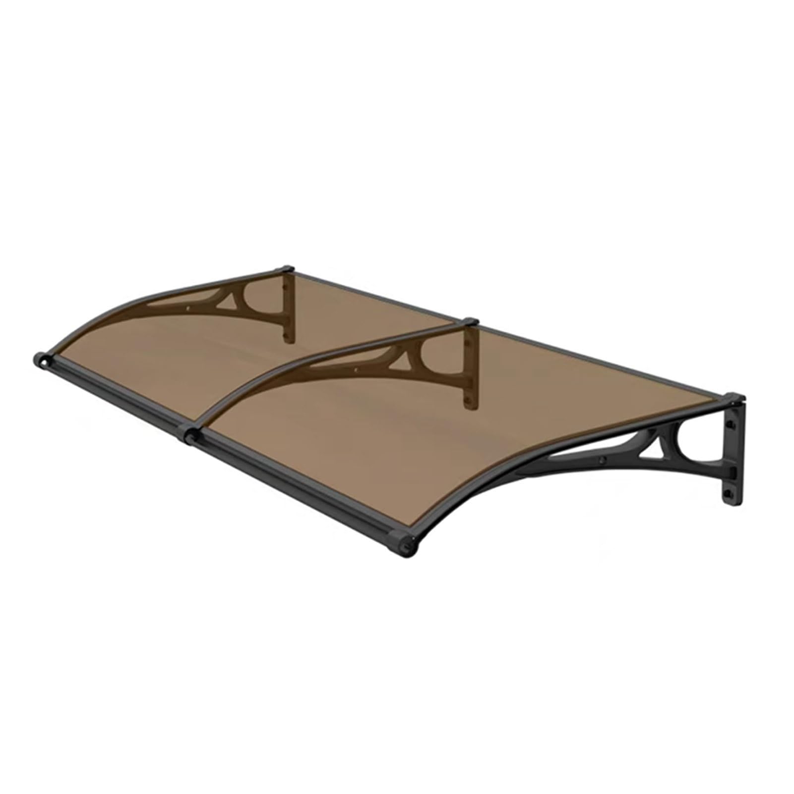 Marquise en polycarbonate marron pour abriter la porte d'entrée de la pluie