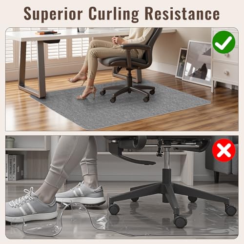 Image of Sycoodeal Office Chair Mat for Hardwood Floor,Slip Resistant Floor Mat for Office Computer Gaming Chair,Heavy Duty Floor Protector for Rolling Chairs,Easy to Clean,Grey(36 inchx55 inch)