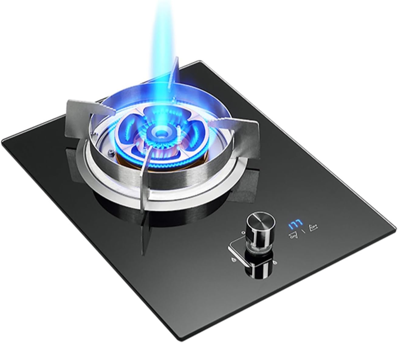 Portable Gas Stove,5.2KW High-Power Wok Burner,1 Hob,Tempered Glass with Flameout Protection,for Home Commercial Use(LPG)