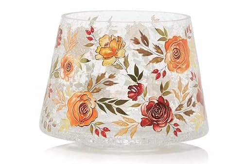 Generic Fall Florals Yankee Large Crackle Glass Jar Candle Shade/Topper thumb #2
