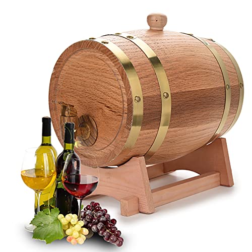 EVGATSAUTO Barril de roble de 3 litros de madera maciza - Barril de whisky, ron, vino y vino de Oporto con grifo - Barriles de alcohol hechos a mano para almacenamiento y refinamiento de aromas