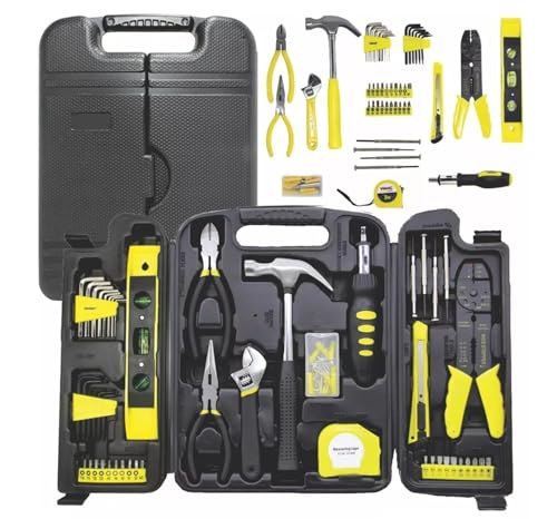 Kit de Ferramentas Completo com Maleta - Ferramentas Multifuncionais - Manual - Aço e Plástico - Para Reparos e Manutenção - Casa, Escritório ou Presente