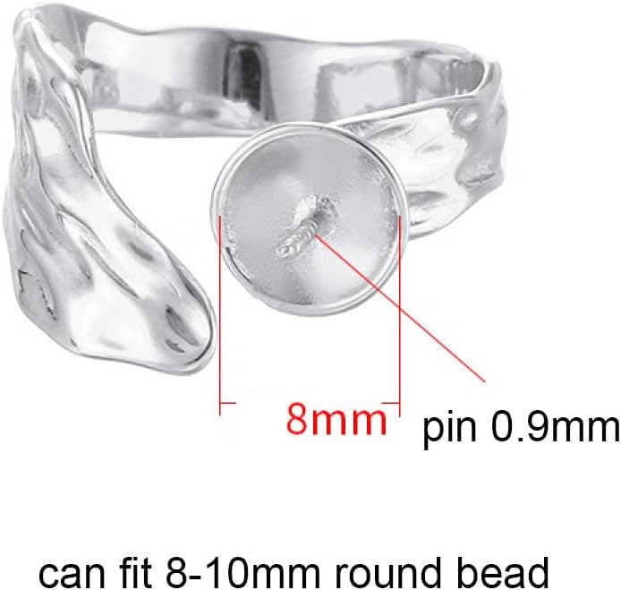 925 Sterling Silver Ring Blanks for 8-10mm Pearl Jewelry Making Adjustable Ring Settings Without Stones for Women Jewelry Making Supplies