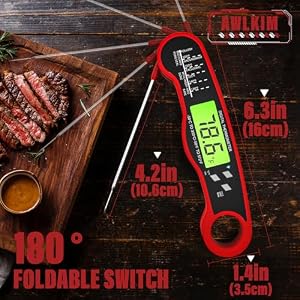 Digital Meat Thermometer for Cooking Waterproof Kitchen Thermometer with Backlight and Hold Fast Instant Read Food Thermometer Candy Making Outside Grill Stocking Stuffers for Adult Men