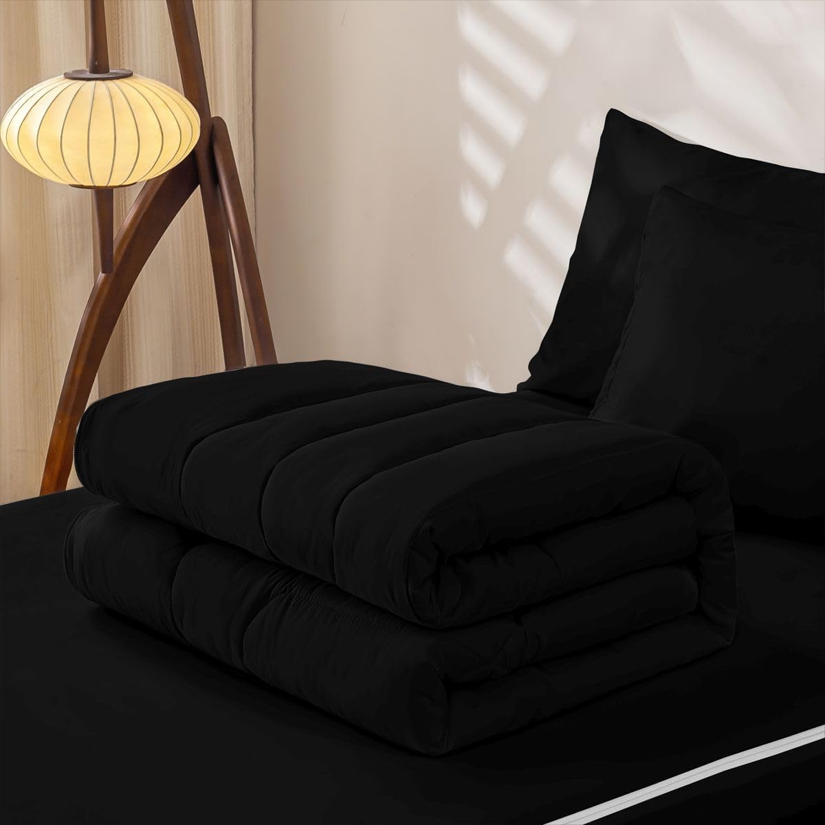 Feelyou Black Zipper Bedding Twin Solid Color Bedding Sets for Kids Boys