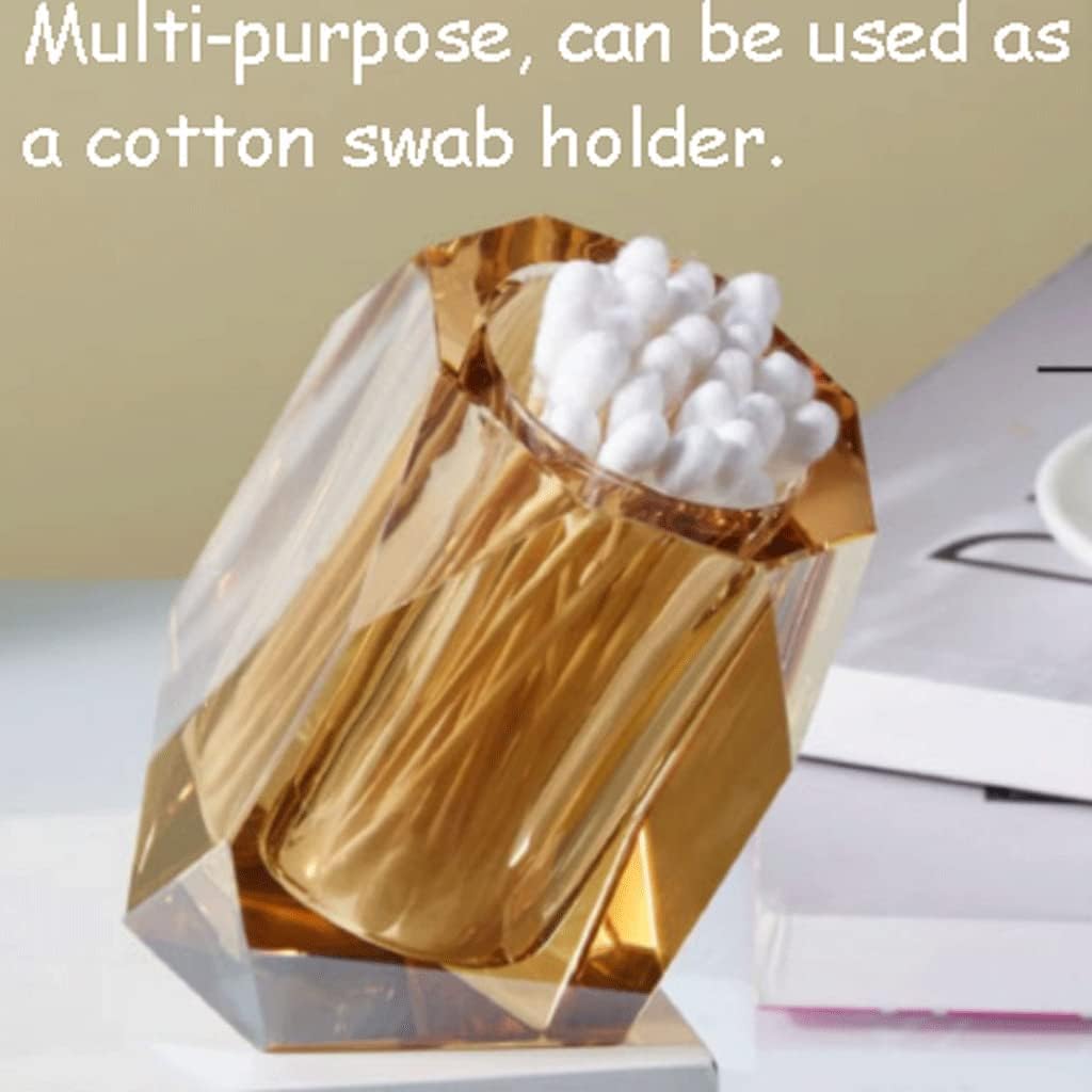 Ceramic Toothpicks Container ，Plastic Toothpick Case，Fashion Glass toothpick holder dispenser desktop transparent toothpick holder cotton swab storage box home hotel Chic(C gold)