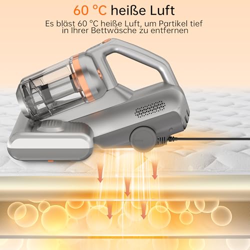 Milbensauger für Matratzen，16Kpa Milbensauger mit UV-Licht, Hochleistungs-Staubsauger | 99,9% Milben- & Bakterienentfernung | Für Matratzen, Sofas, Kissen & Kleidung | Familien- & Allergikerfreundlich