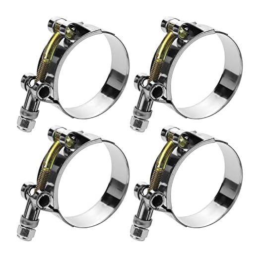 WYSIWYKA 4 Pack 1.5" T-Bolt Hose Clamps, 304 Stainless Steel Turbo Intake Clamp, Working Range 1.73"-2.05"(44mm-52mm) for 1.5" I.D. Hose with 5mm Wall Thickness