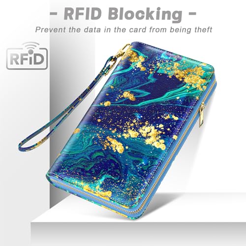 Image of Aiawoxc Womens Wallet, RFID Wristlet Wallets for Women, Ladies Clutch Purses, Large Travel Card Holder with Phone Holder | RFID