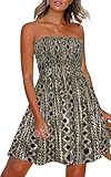Picture of CHICGAL Summer Dresses for Women Beach Sundress Casual Strapless Boho Kaftan Printed Sleeveless Tube Dresses(Geometric Pattern,2XL)