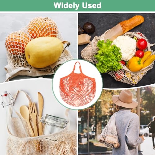 Bolsa de red de algodón reutilizable para comprar verduras frescas cómodamente 7