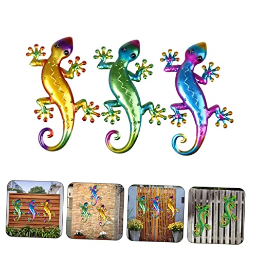 Yardwe 15 Pcs Animal Decor Outdoor Animal Statues Outdoor Metal Decor Lizard Statue Hanging Lizard Wall Decorations Lizard Sculptures Art Lizard Wall Ornaments Garden Wall Art Adornments #TOP6