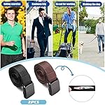 Eurzom 2 Pcs Travel Money Belts for Men Women Hidden Money Pocket Security Belts, Nylon Anti Theft Wallet with Plastic Buckle, Coffee and Black - Image 4