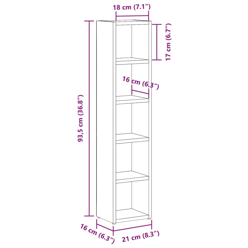 vidaXL Estanterías para CD 2 uds Madera Envejecida 21x16x93,5 cm, estantería, Estante para CD, Armario de CD, estantería para CD