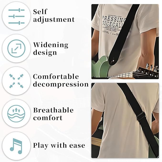 Image of IMAGINEA Guitar Accessories Kit with Digital Clip-On Tuner, Adjustable Black Strap, 5 Picks Free | Tuning Device, Nylon Guitar Belt | Combo Set for Acoustic Electric Guitar Players Beginners Pros