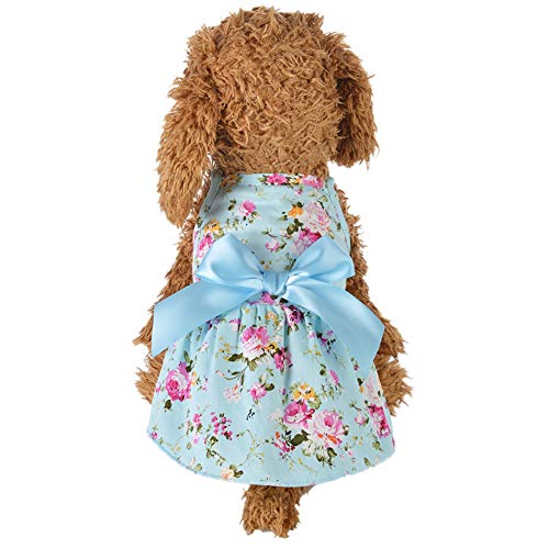 Jinpet Dog Princess Dress Flower Dog Girl Dress Bowknot Small Dog Tutu Skirts Cotton Puppy Clothes Summer Pet Cat Dresses
