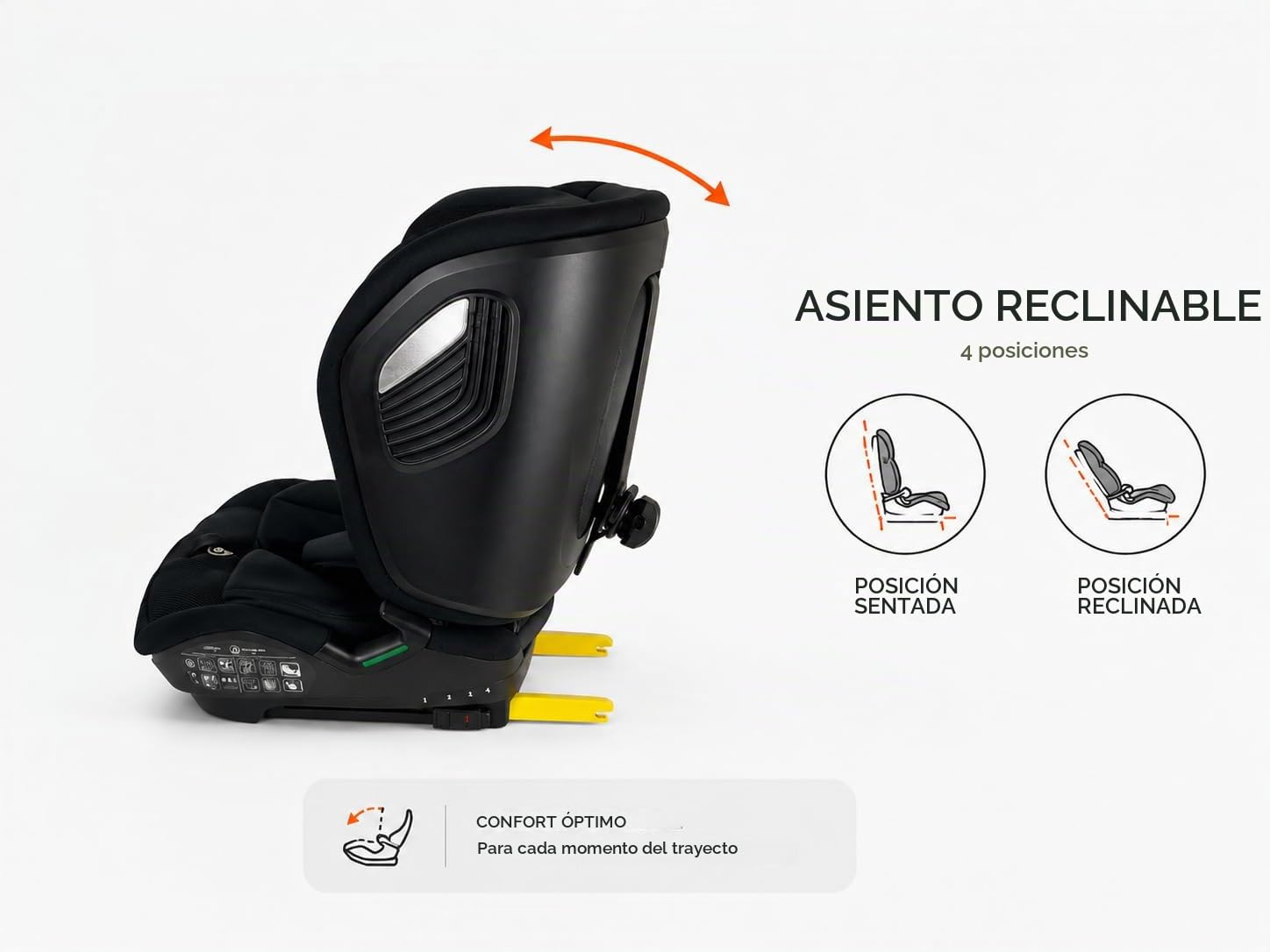 nania Asiento de coche ISOFIX R129 grupo 1/2/3 (9-36 kg/76-140 cm), con protección lateral – Reposacabezas ajustable en altura – Base reclinable