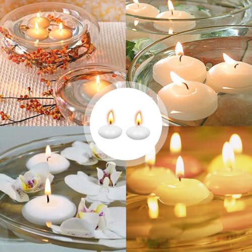 50 Stück Schwimmkerzen Weiss,Schwimmende Kerzen Weiß,Wasserkerzen Unparfümierte,Schwebende Kerzen für Hochzeiten,Partys Floating Candles und Pool-Center-Dekorationen