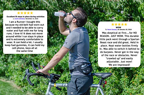 G-Run Hydration Running Belt with Bottles - Water Belts for Woman and Men - iPhone Belt for Any Phone Size - Fuel Marathon Race Pack for Runners - Thumbnail 3