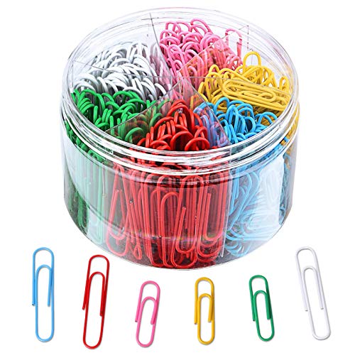 Hamnor Reusable Colorful Paper Clips 450 PCS Medium and Jumbo Paper Clips for Home Office 1.1 Inches and 2 Inches Paper File Clips