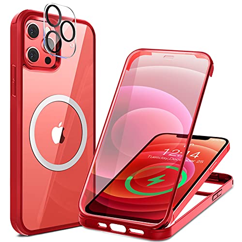 HAUTRKBG iPhone 12 Pro Max 用 ケース クリア 両面強化ガラス 360°全面保護 [カメラフイルムを