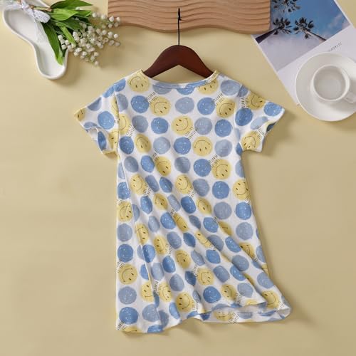Girls Nightgowns Short Sleeve Cotton Princess Nightdress Sleep Shirts Pajamas2